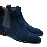 Crafted Leather Classic Handmade Black Suede Leather Chelsea Boot - Thumbnail 5