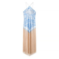 Design halterneck shiny tassel dress - Thumbnail 3
