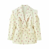Fashionable design waist tie wide shoulder suit jacket - Thumbnail 8