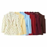 Fashionable design waist tie wide shoulder suit jacket - Thumbnail 1