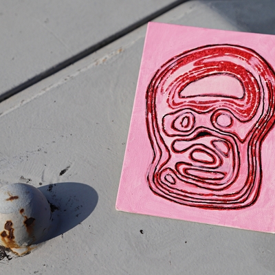 Strawberry jam smudge.