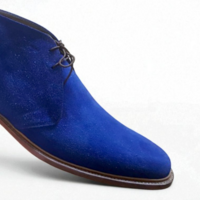 Crafted Leather Classic Handmade Blue Suede Leather Chukka Dress Boot - Thumbnail 1