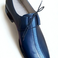 Crafted Leather Classic Blue Leather Oxford Dress Shoes - Thumbnail 1
