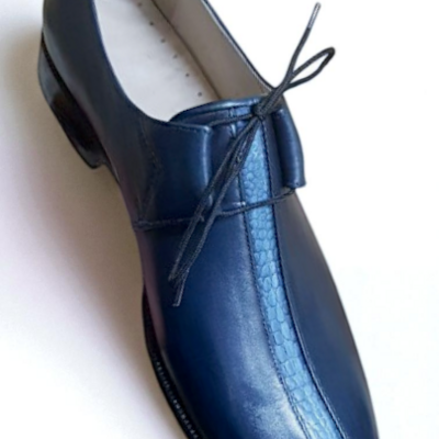 Crafted leather classic blue leather oxford dress shoes - Thumbnail 2