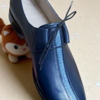 Crafted Leather Classic Blue Leather Oxford Dress Shoes - Thumbnail 2