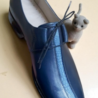 Crafted Leather Classic Blue Leather Oxford Dress Shoes - Thumbnail 3