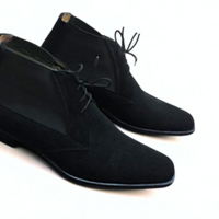 Crafted Leather Classic Black Suede Leather Chelsea Dress Boot - Thumbnail 3