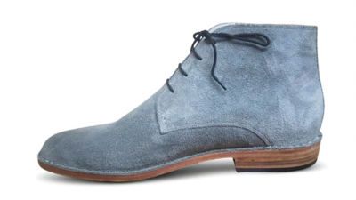 Crafted Leather Classic Gray Suede Leather Chukka Boot