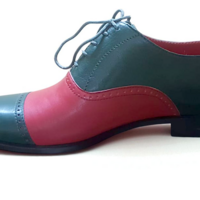 Crafted Leather Classic Men Two Tone Leather Oxford Lace up Dress Shoes - Thumbnail 1