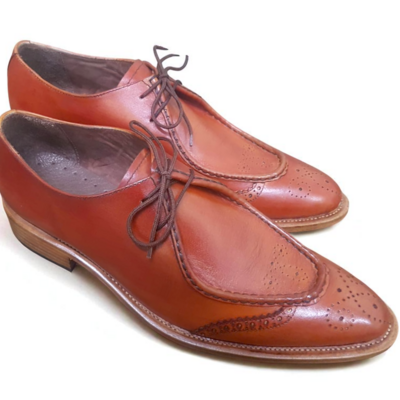 Crafted leather classic men brown leather formal oxford lace up dress shoes - Thumbnail 1