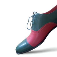 Crafted Leather Classic Men Two Tone Leather Oxford Lace up Dress Shoes - Thumbnail 3