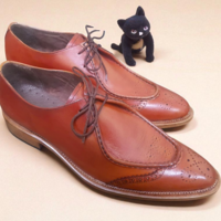 Crafted Leather Classic Men Brown Leather Formal Oxford Lace up Dress Shoes - Thumbnail 5