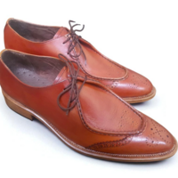 Crafted Leather Classic Men Brown Leather Formal Oxford Lace up Dress Shoes - Thumbnail 4