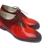 Crafted Leather Elegant and Classic Men Red Patina Black Shaded Leather Oxford Lace up Dress Shoes - Thumbnail 1