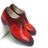 Crafted Leather Elegant and Classic Men Red Patina Black Shaded Leather Oxford Lace up Dress Shoes - Thumbnail 2