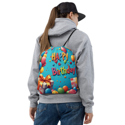 Happy birthday drawstring bag