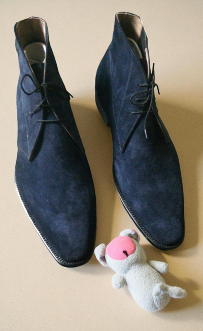 Crafted Leather Classic Blue Suede Leather Chukka Dress Boot