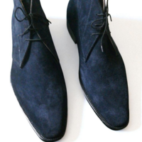 Crafted Leather Classic Blue Suede Leather Chukka Dress Boot - Thumbnail 2
