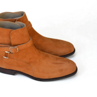 Crafted Leather Classic Tan Suede Leather Buckle Strap Jodhpur Dress Boot - Thumbnail 1