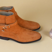 Crafted Leather Classic Tan Suede Leather Buckle Strap Jodhpur Dress Boot - Thumbnail 3