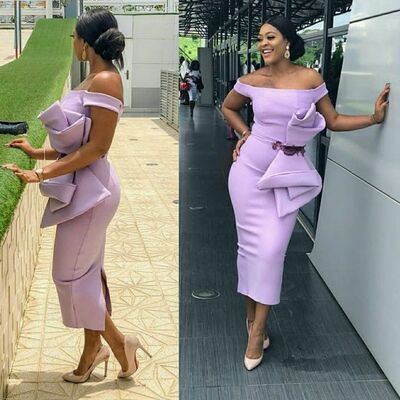 Simple pink sheath tea-length prom dress evening formal gown sexy birthday party gown - Thumbnail 3