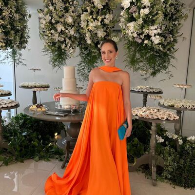 Simple coral chiffon prom dress evening formal gown sexy birthday party gown - Thumbnail 1