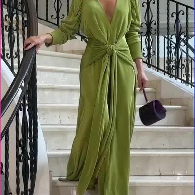 Simple oliver green chiffon prom dress evening formal gown sexy birthday party gown