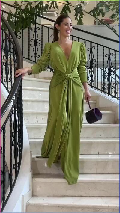 Simple Oliver Green Chiffon Prom Dress Evening Formal Gown Sexy Birthday Party Gown