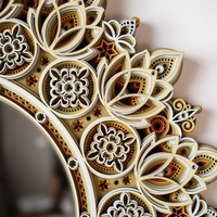 STEREOWOOD Decorative Wall Mirror, Handcrafted Laser-Cut Layered Wood Art, Home Decor for Modern Zen Interiors - Thumbnail 5