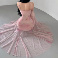 Mesh splicing suspender dress seaside holiday temperament hip long skirt - Thumbnail 1