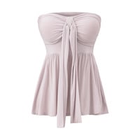 Women's Twisted Pleated Ribbon Tube Top + Long-sleeved Cardigan Jacket Two-piece Set - Thumbnail 2