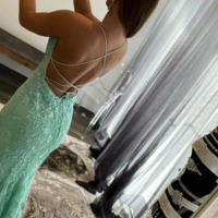 Spaghetti Straps Mermaid Backless Lace Prom Dresses - Thumbnail 1