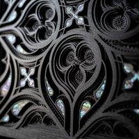 STEREOWOOD Aurora Rose Wall Art - Hand Carved Mother of Pearl in Black Frame, Geometric Home Decor, Wedding Anniversary Gift, Wall Sculpture - Thumbnail 5