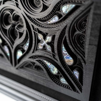 STEREOWOOD Aurora Rose Wall Art - Hand Carved Mother of Pearl in Black Frame, Geometric Home Decor, Wedding Anniversary Gift, Wall Sculpture - Thumbnail 8