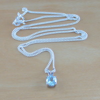 BOXED GIFT SET/Blue Topaz Solitaire Pendant & 18" Silver Chain/Blue Topaz Necklace/Topaz Jewellery/Topaz Earrings/November Birthstone/UK - Thumbnail 2