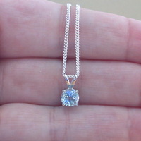 BOXED GIFT SET/Blue Topaz Solitaire Pendant & 18" Silver Chain/Blue Topaz Necklace/Topaz Jewellery/Topaz Earrings/November Birthstone/UK - Thumbnail 3