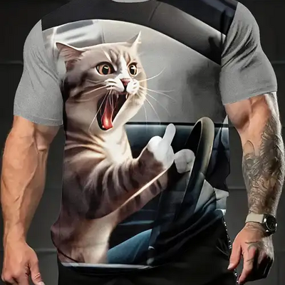 Men's animal funny t shirt short sleeve t shirt 3d print o-neck - Thumbnail 1
