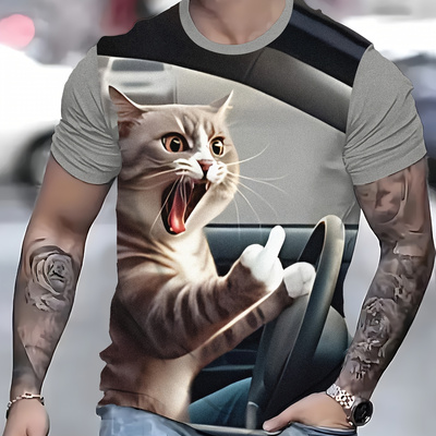 Men's animal funny t shirt short sleeve t shirt 3d print o-neck