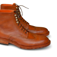 Crafted Leather Men Brown Leather Wingtip Ankle High Dress Boot - Thumbnail 3