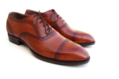 Crafted Leather Classic Men Brown Leather Oxford Lace up Dress Shoes