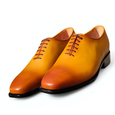 Crafted leather classic men tan patina leather formal oxford lace up dress shoes - Thumbnail 1