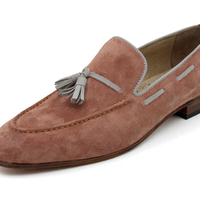 Crafted Leather Classic Genuine Suede Leather Tassel Loafers Dress Shoes - Thumbnail 1