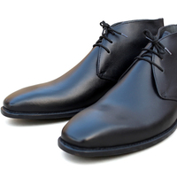 Crafted Leather Classic Black Calf Leather Chukka Boot - Thumbnail 1