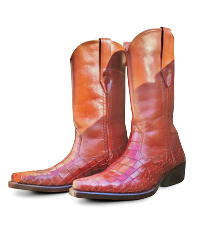Crafted Leather Handmade Men Genuine Crocodile Leather Alligator Texture Cowboy Boot 