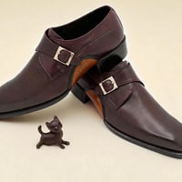 Crafted Leather Classic Monk Strap Opanka Construction Dress Shoes - Thumbnail 5