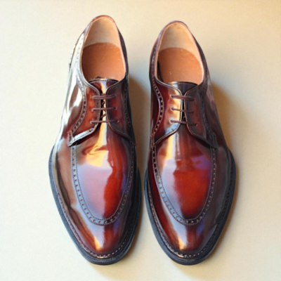 Crafted leather classic burgundy calf leather lace up oxford dress shoes - Thumbnail 2