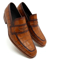 Crafted Leather Classic Brown Crocodile/Alligator Leather Loafers Dress Shoes - Thumbnail 2