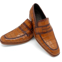 Crafted Leather Classic Brown Crocodile/Alligator Leather Loafers Dress Shoes - Thumbnail 4