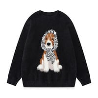 Retro rabbit print short-sleeved T-shirt for men and women, loose casual street sports bottoming shirt - Thumbnail 1
