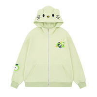 Cute apple green kitty cat ears hooded jacket - Thumbnail 1